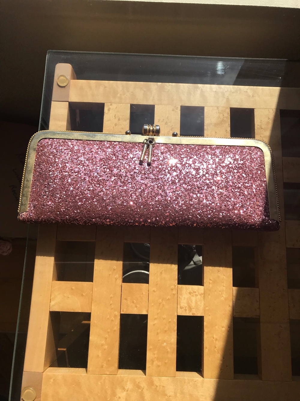 Vintage sparkling Pink Glitter Clutch Wallet